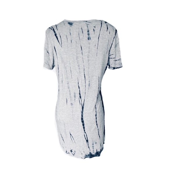 IDL Grey & Navy Blue Tie Dye High Low Top Blouse - Picture 2 of 4